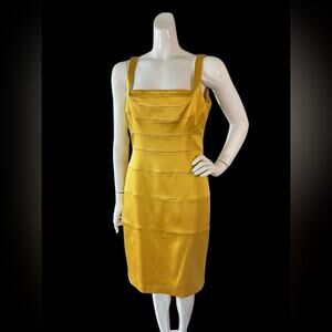 JAX EUC Yellow Body Com Spandex Dress w/back zipper & fully lined Size 12